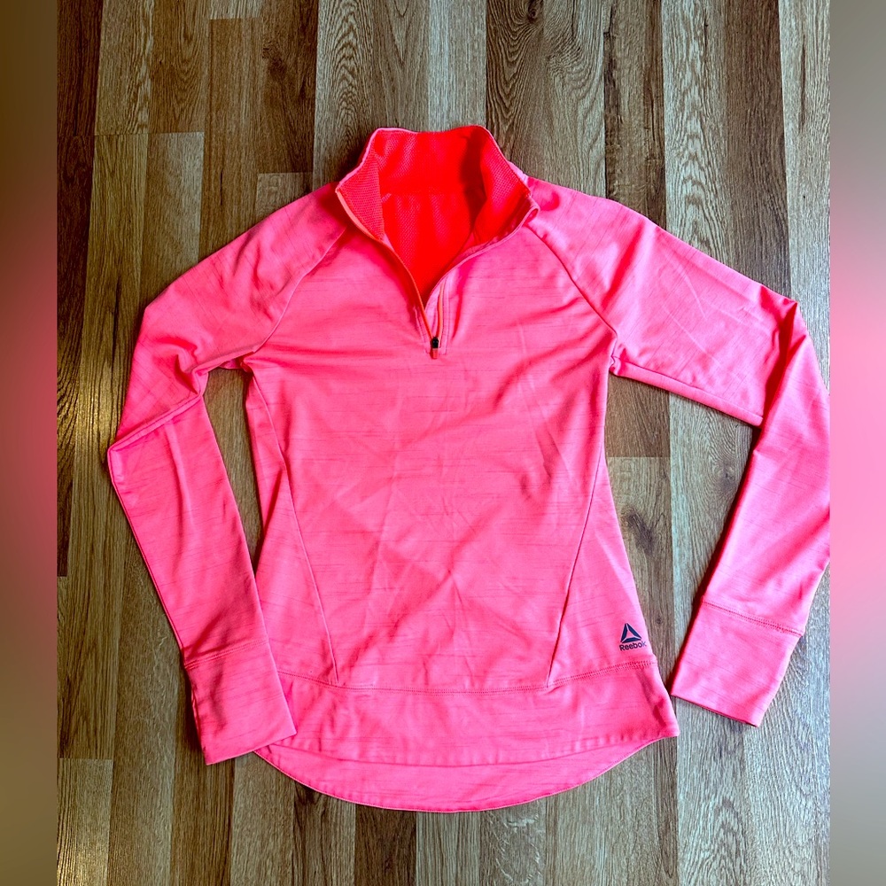 Ladies Reebok Activewear Top Jacket  half zip coral neon Fitness small womens